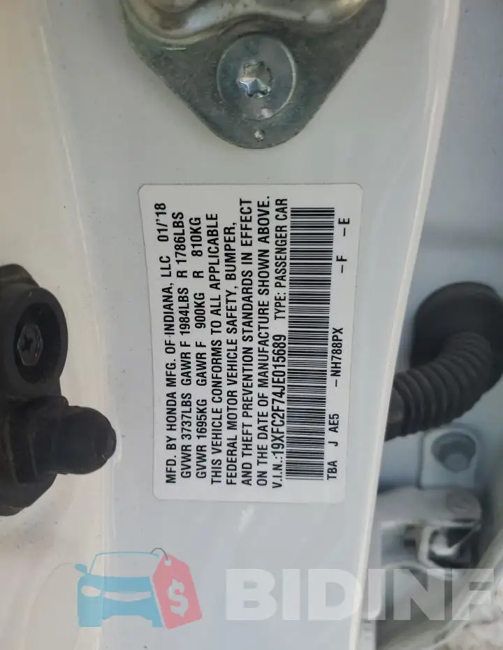 19XFC2F74JE015689 Photo# 12