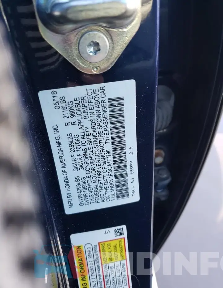 1HGCV1F5XJA177790 Photo# 12