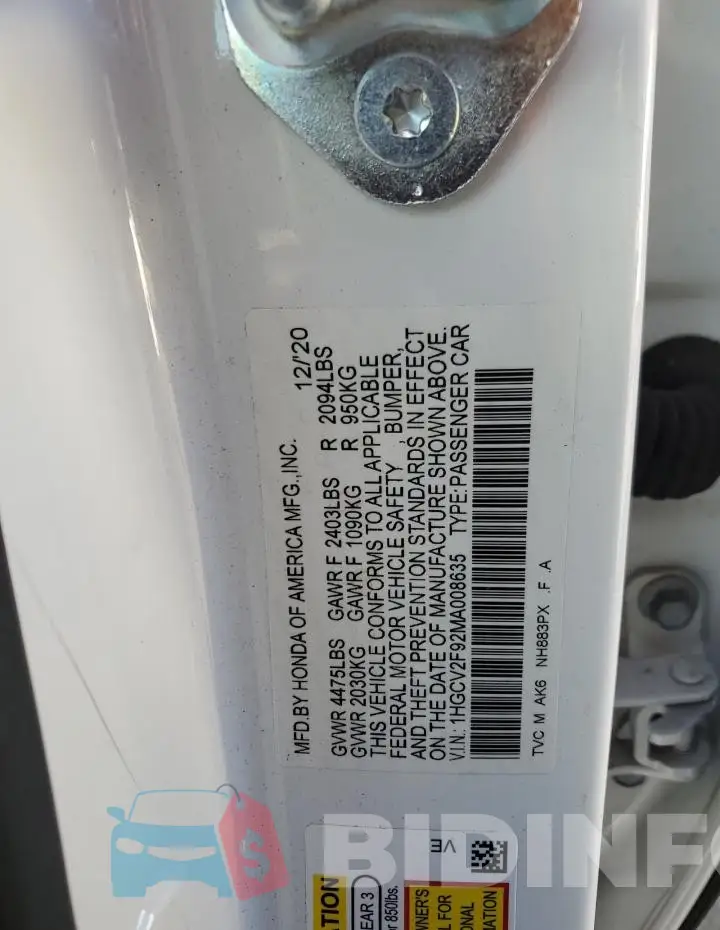 1HGCV2F92MA008635 Photo# 12