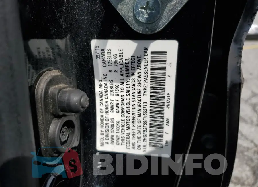 2HGFB2F59FH565713 Photo# 12