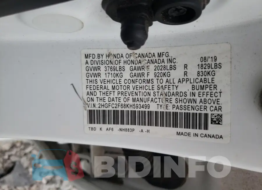 2HGFC2F68KH593499 Photo# 12