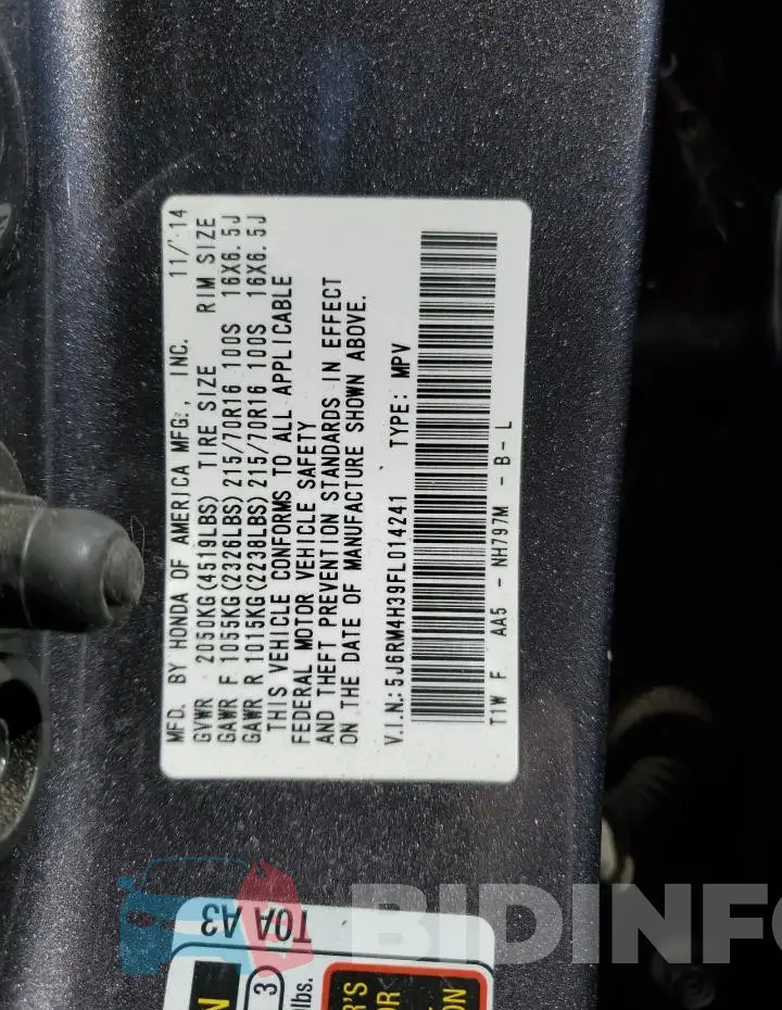 5J6RM4H39FL014241 Photo# 12