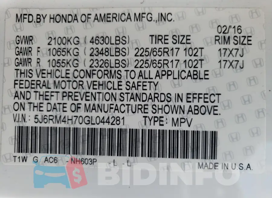 5J6RM4H70GL044281 Photo# 12