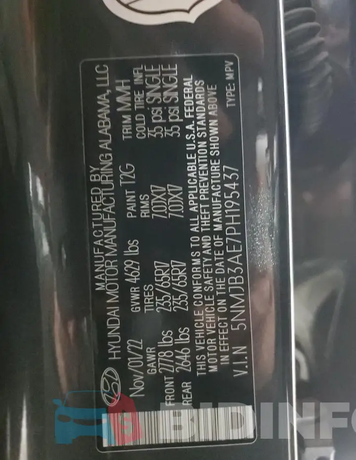 5NMJB3AE7PH195437 Photo# 14