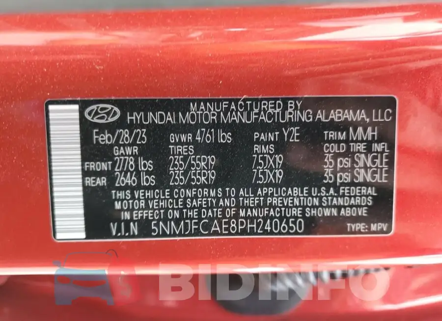 5NMJFCAE8PH240650 Photo# 13