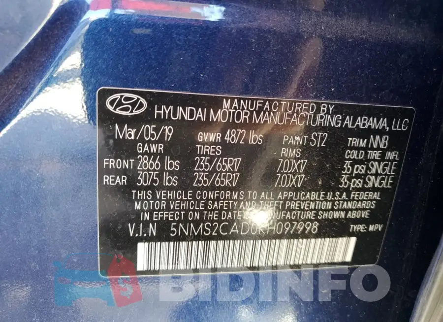 5NMS2CAD0KH097998 Photo# 14