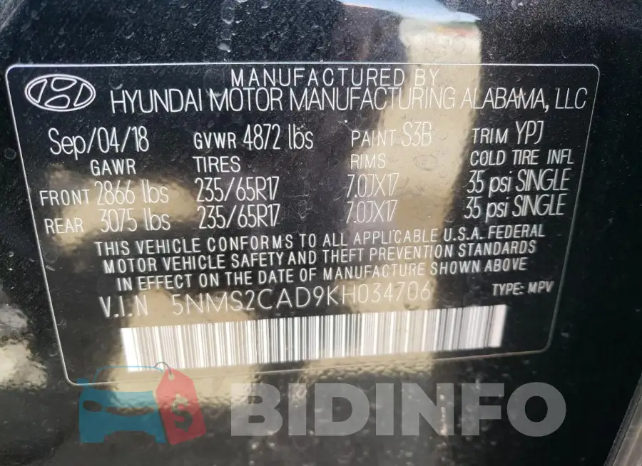 5NMS2CAD9KH034706 Photo# 12