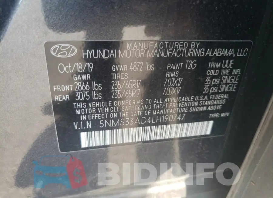 5NMS33AD4LH190747 Photo# 13