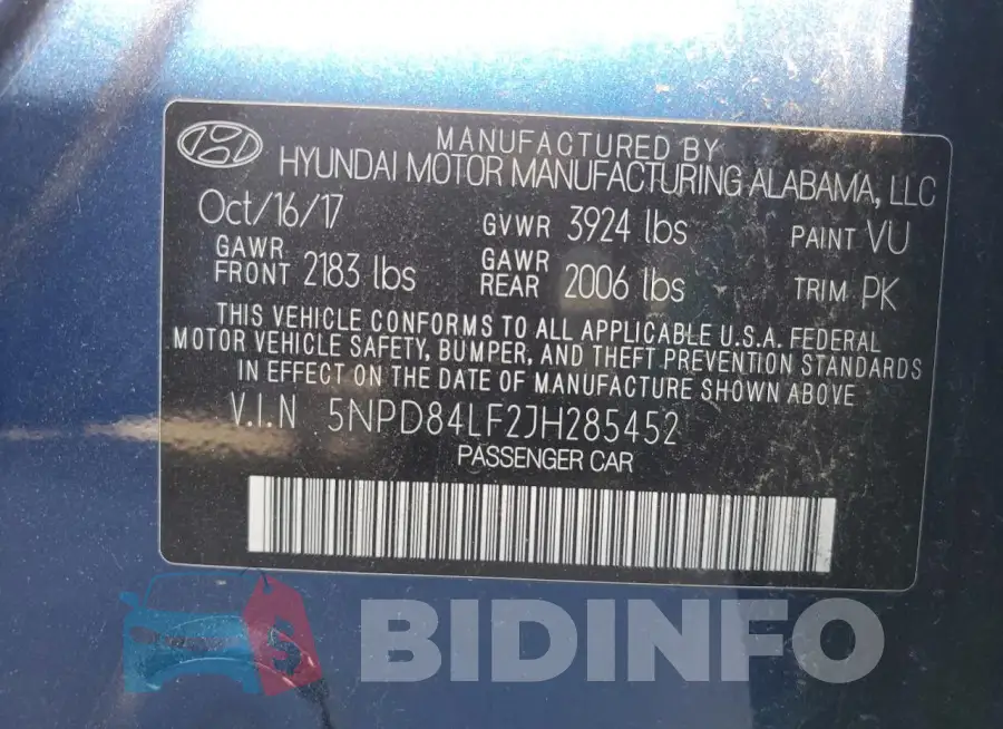 5NPD84LF2JH285452 Photo# 13