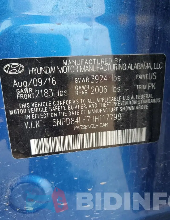 5NPD84LF7HH117798 Photo# 13