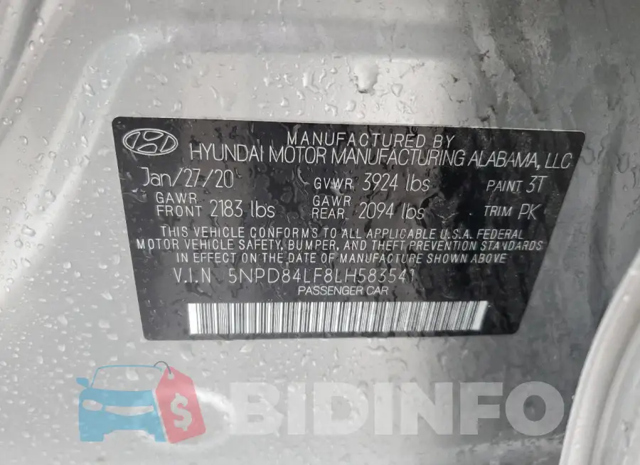 5NPD84LF8LH583541 Photo# 13