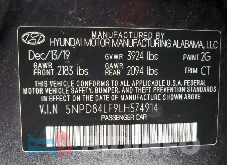 5NPD84LF9LH574914 Photo# 13