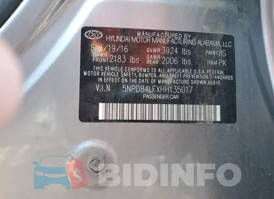 5NPD84LFXHH135017 Photo# 12