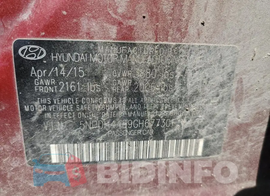 5NPDH4AE9GH677301 Photo# 12