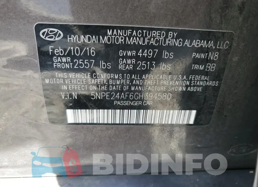 5NPE24AF6GH394580 Photo# 12