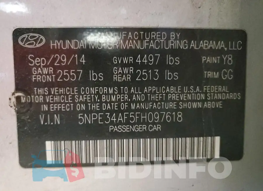 5NPE34AF5FH097618 Photo# 12