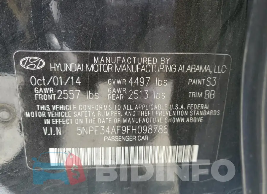 5NPE34AF9FH098786 Photo# 12