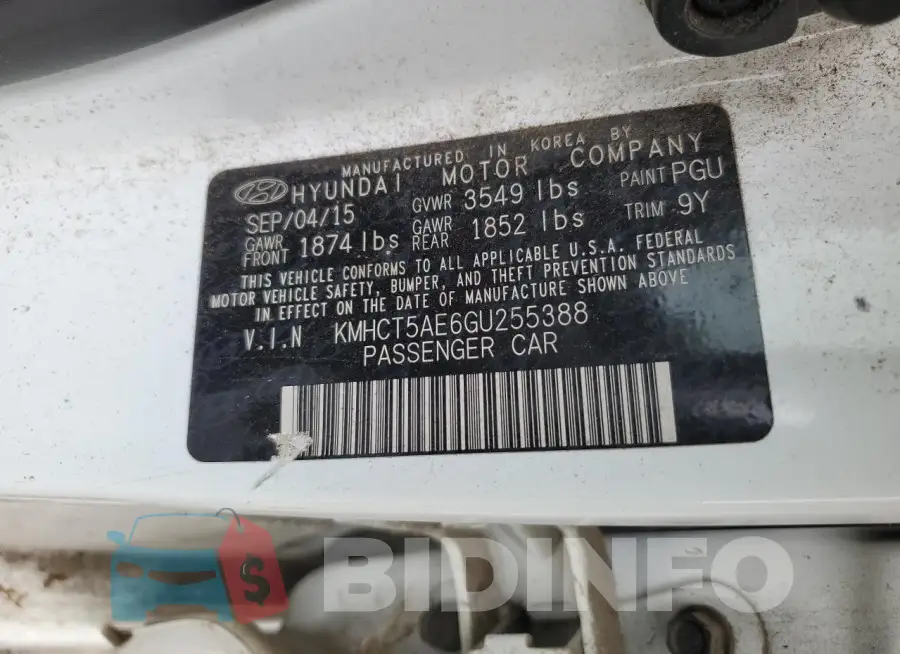 KMHCT5AE6GU255388 Photo# 12