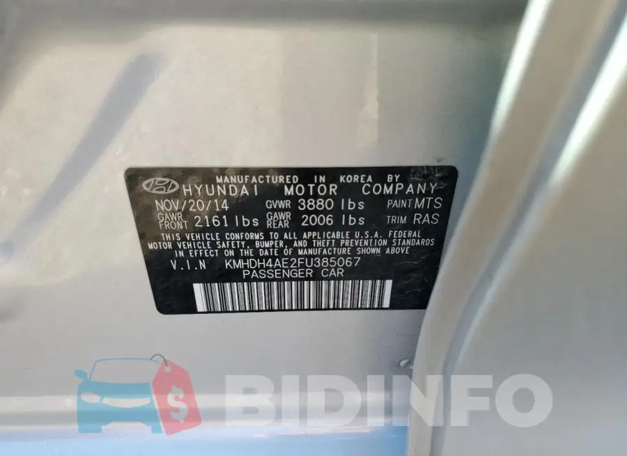 KMHDH4AE2FU385067 Photo# 12