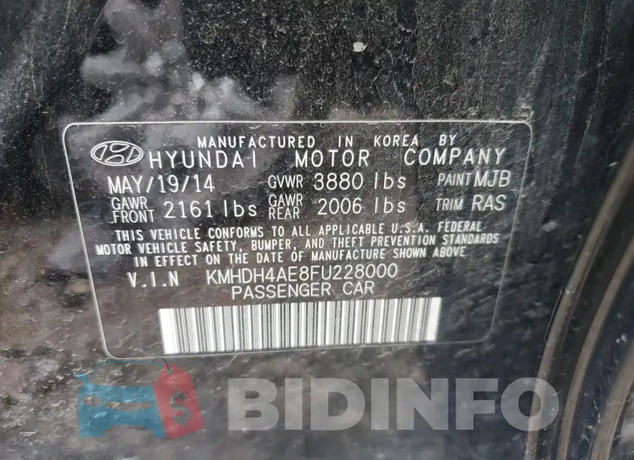 KMHDH4AE8FU228000 Photo# 13