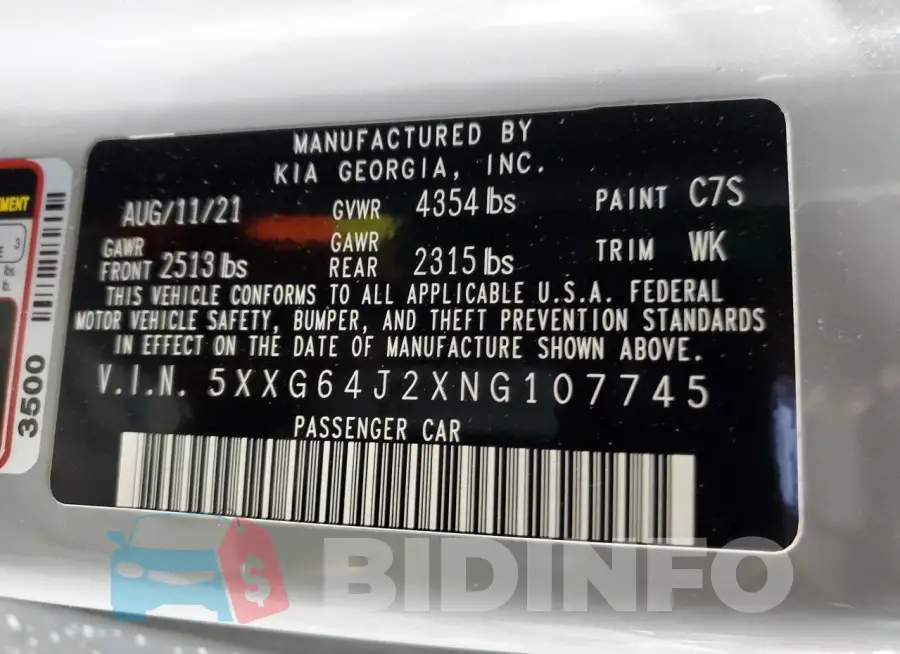 5XXG64J2XNG107745 Photo# 13