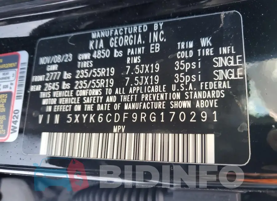 5XYK6CDF9RG170291 Photo# 12