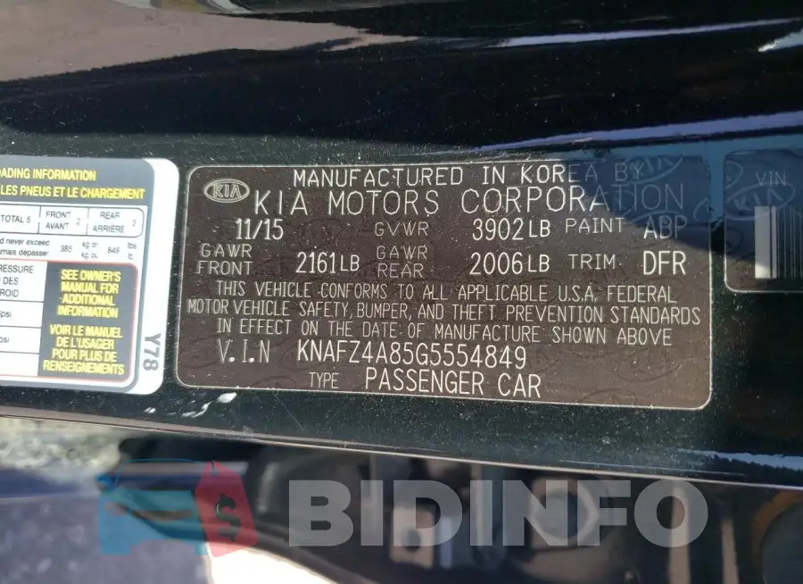 KNAFZ4A85G5554849 Photo# 12