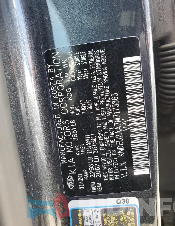 KNDEU2AA7M7173363 Photo# 12
