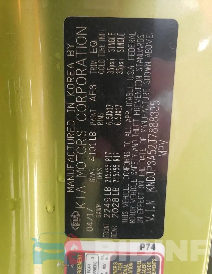 KNDJP3A52J7888335 Photo# 13