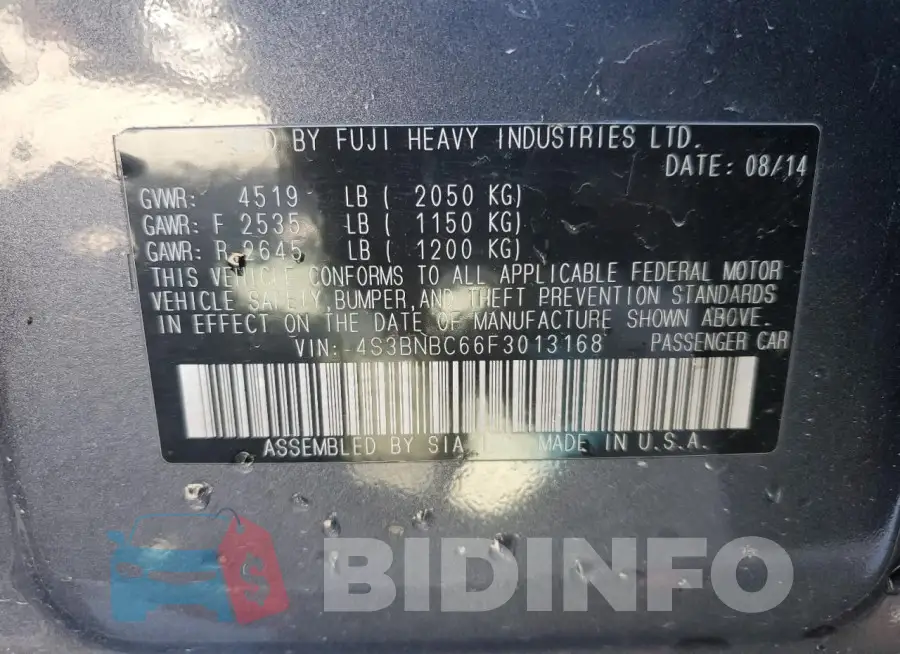 4S3BNBC66F3013168 Photo# 12
