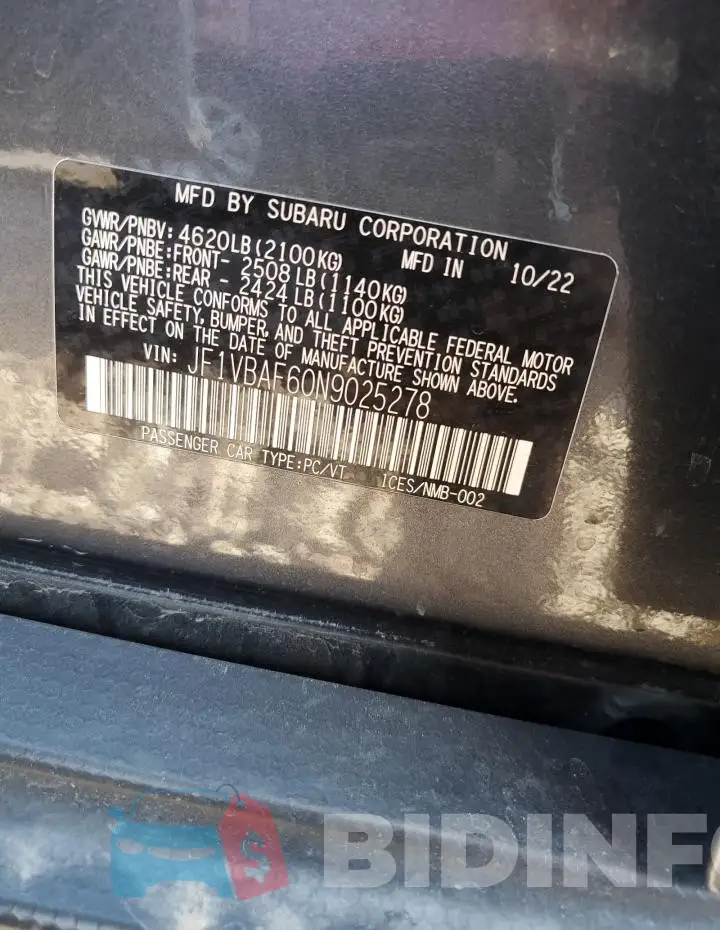 JF1VBAF60N9025278 Photo# 12