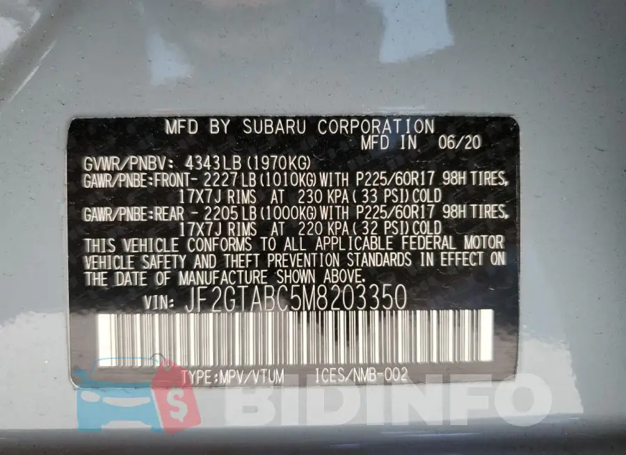 JF2GTABC5M8203350 Photo# 12