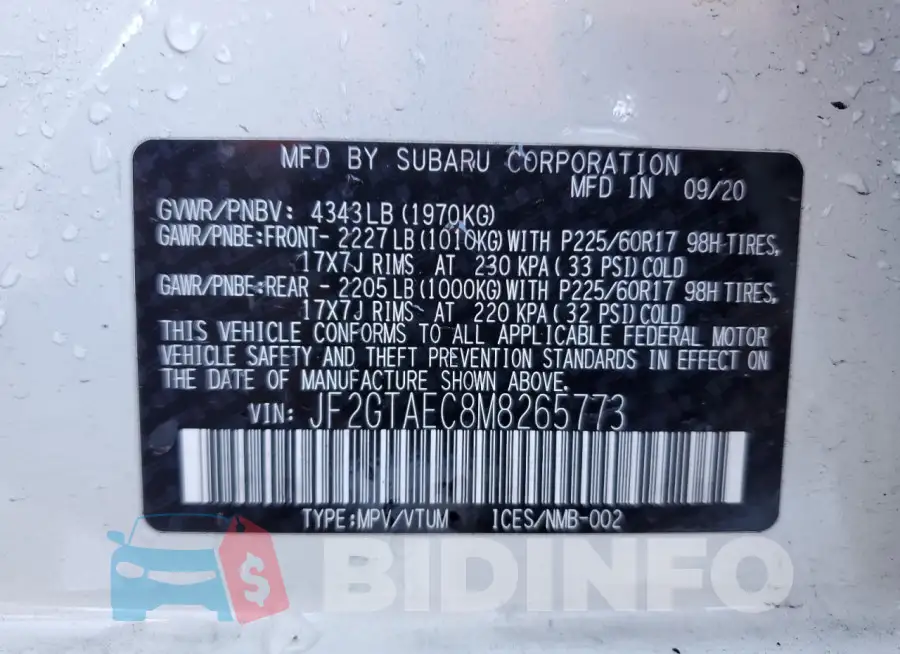 JF2GTAEC8M8265773 Photo# 13
