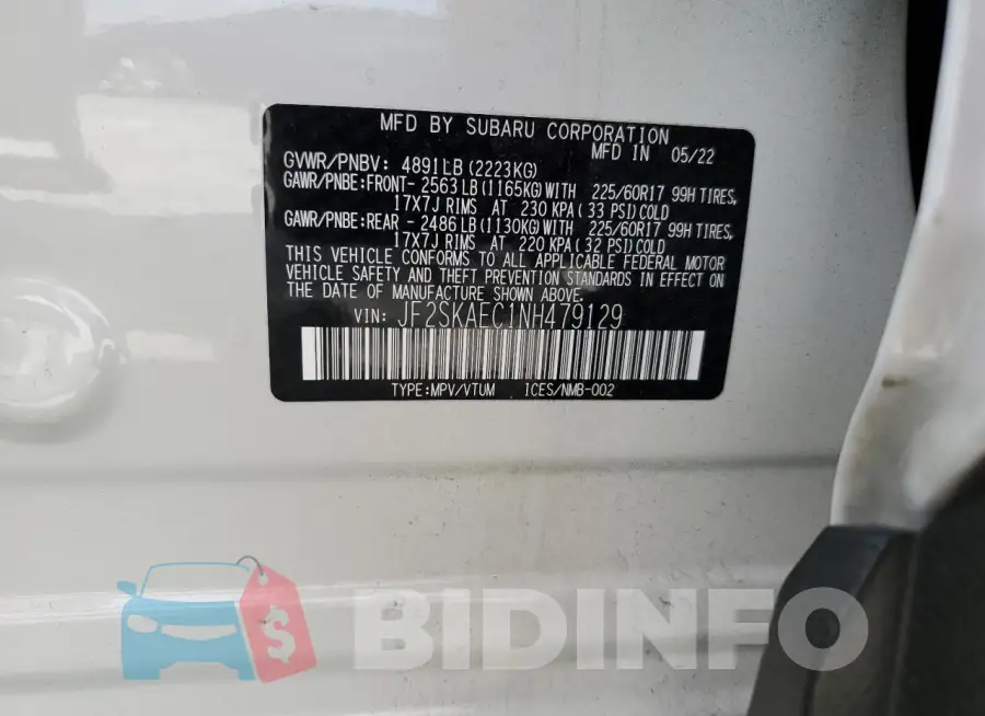 JF2SKAEC1NH479129 Photo# 13