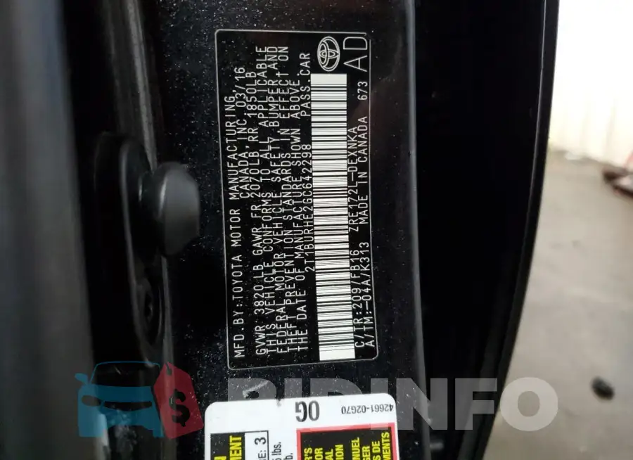 2T1BURHE2GC642298 Photo# 12