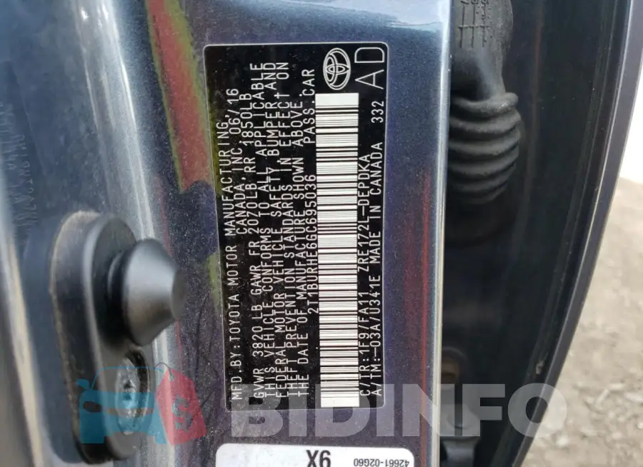 2T1BURHE6GC695036 Photo# 12