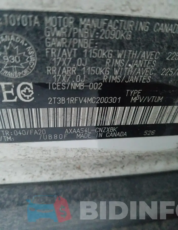 2T3B1RFV4MC200301 Photo# 13