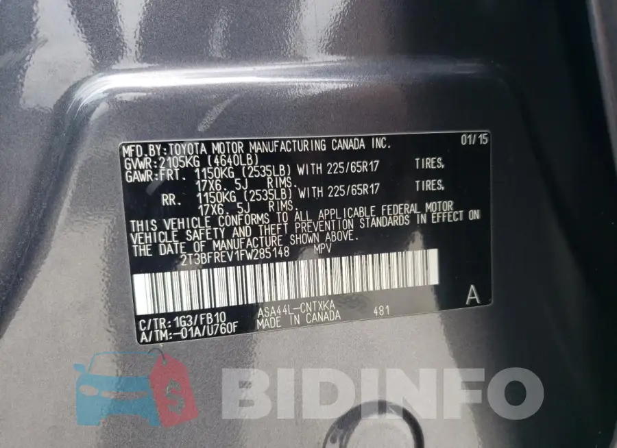 2T3BFREV1FW285148 Photo# 13