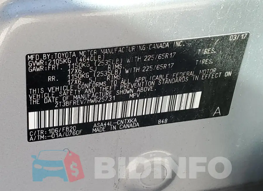 2T3BFREV7HW625731 Photo# 12