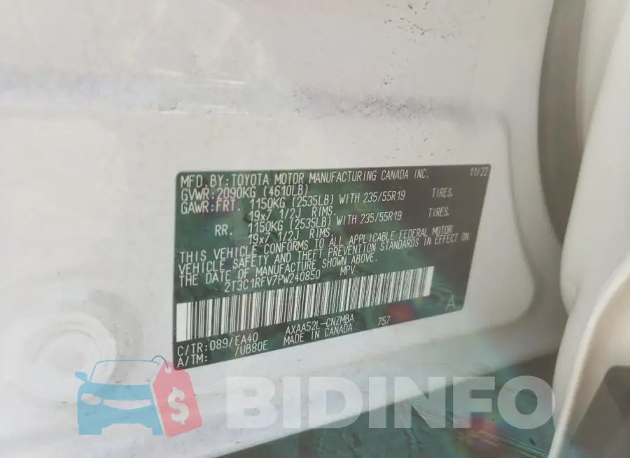 2T3C1RFV7PW240850 Photo# 12