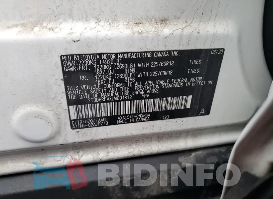 2T3D6RFVXLW001812 Photo# 13