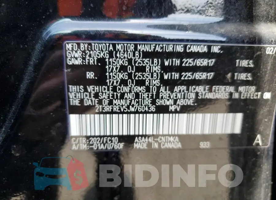 2T3RFREV5JW760436 Photo# 13