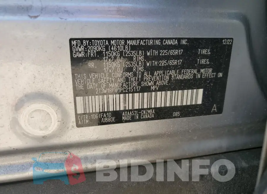 2T3W1RFV1PC215117 Photo# 12