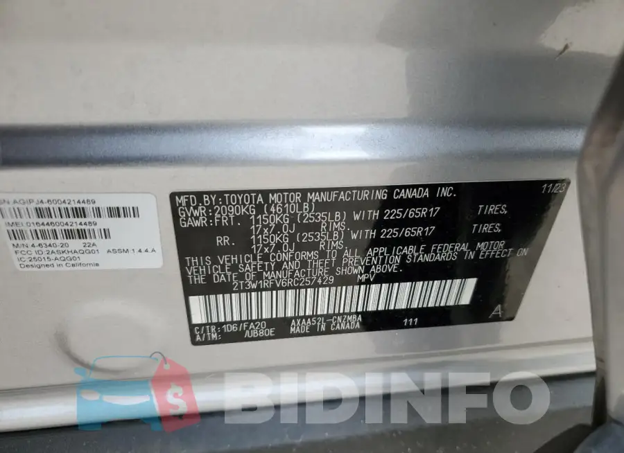 2T3W1RFV6RC257429 Photo# 13