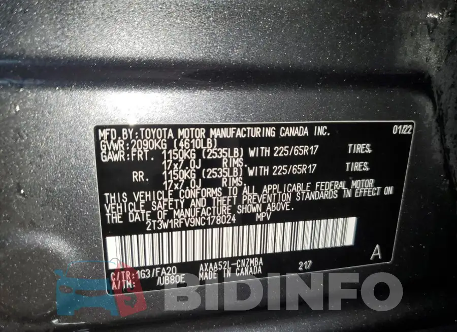2T3W1RFV9NC178024 Photo# 13