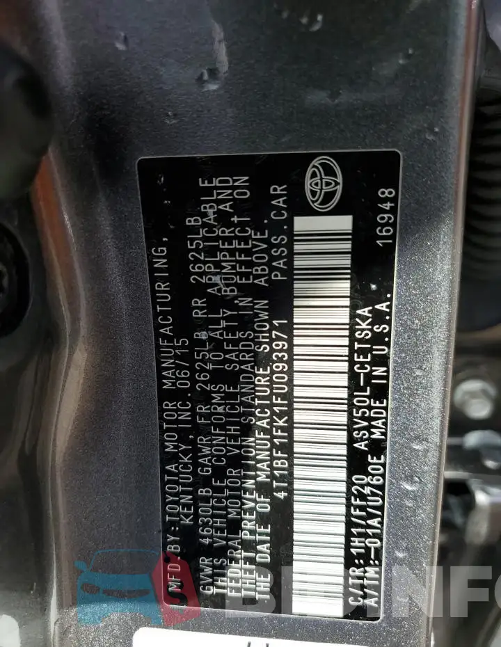 4T1BF1FK1FU093971 Photo# 13