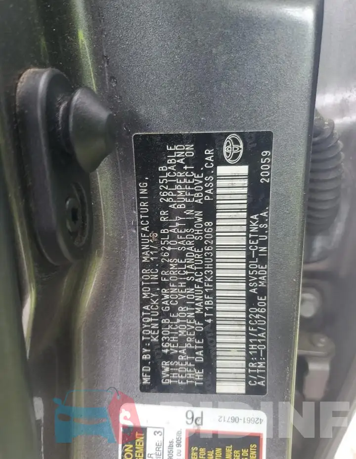 4T1BF1FK3HU362068 Photo# 12