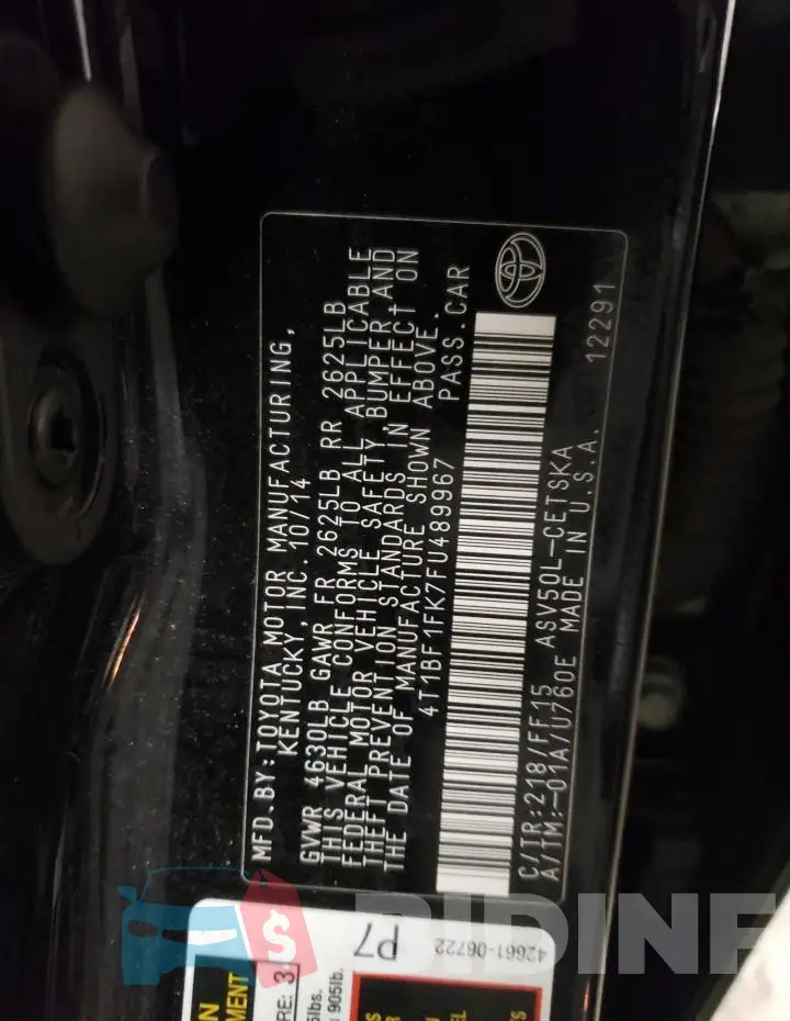 4T1BF1FK7FU489967 Photo# 12