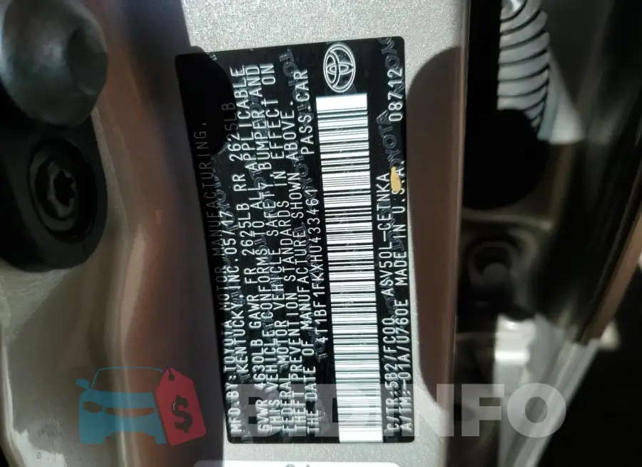 4T1BF1FKXHU433461 Photo# 12