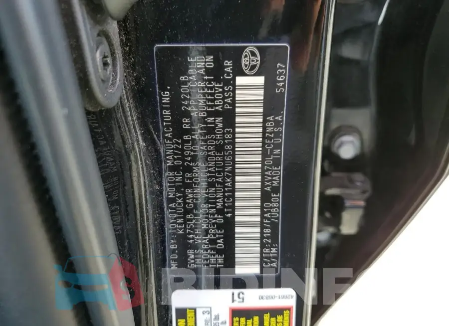 4T1C11AK7NU658183 Photo# 12